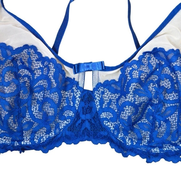 40DD Frederick’s‎ of Hollywood Lace Underwire Bra, Royal Blue - Picture 2 of 8